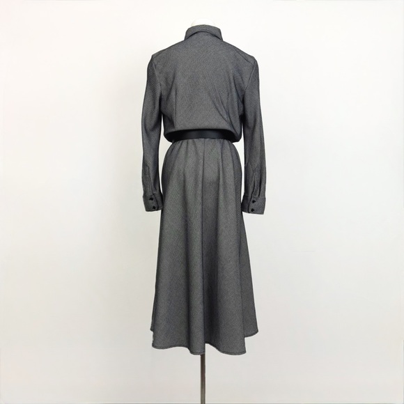 Vintage 90’s Micro Houndstooth Plaid Button-Front Midi Dress | Size M - Picture 4 of 8